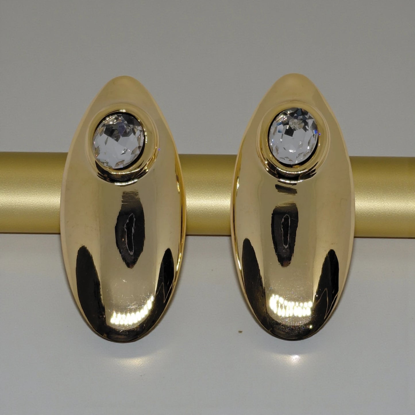 Gold-Tone Crystal Oval Statement Stud Earrings