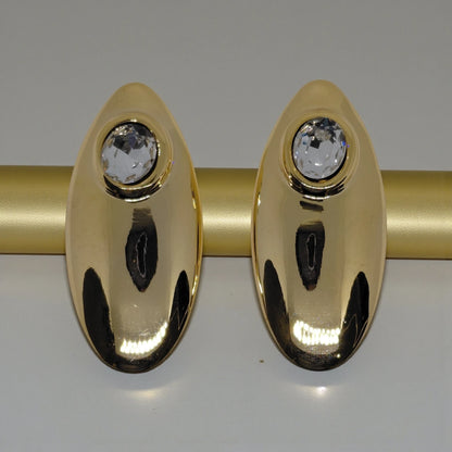 Gold-Tone Crystal Oval Statement Stud Earrings