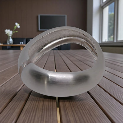 Silver Wide Wrist Hinged Bangle Bracelet