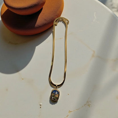 Stainless Steel Oval Shape Pendant Necklace