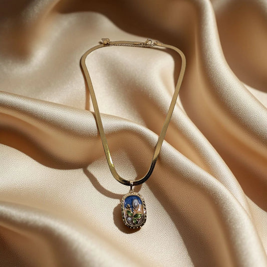 Stainless Steel Oval Shape Pendant Necklace