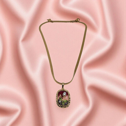 Gold Enamel Pendant Chain