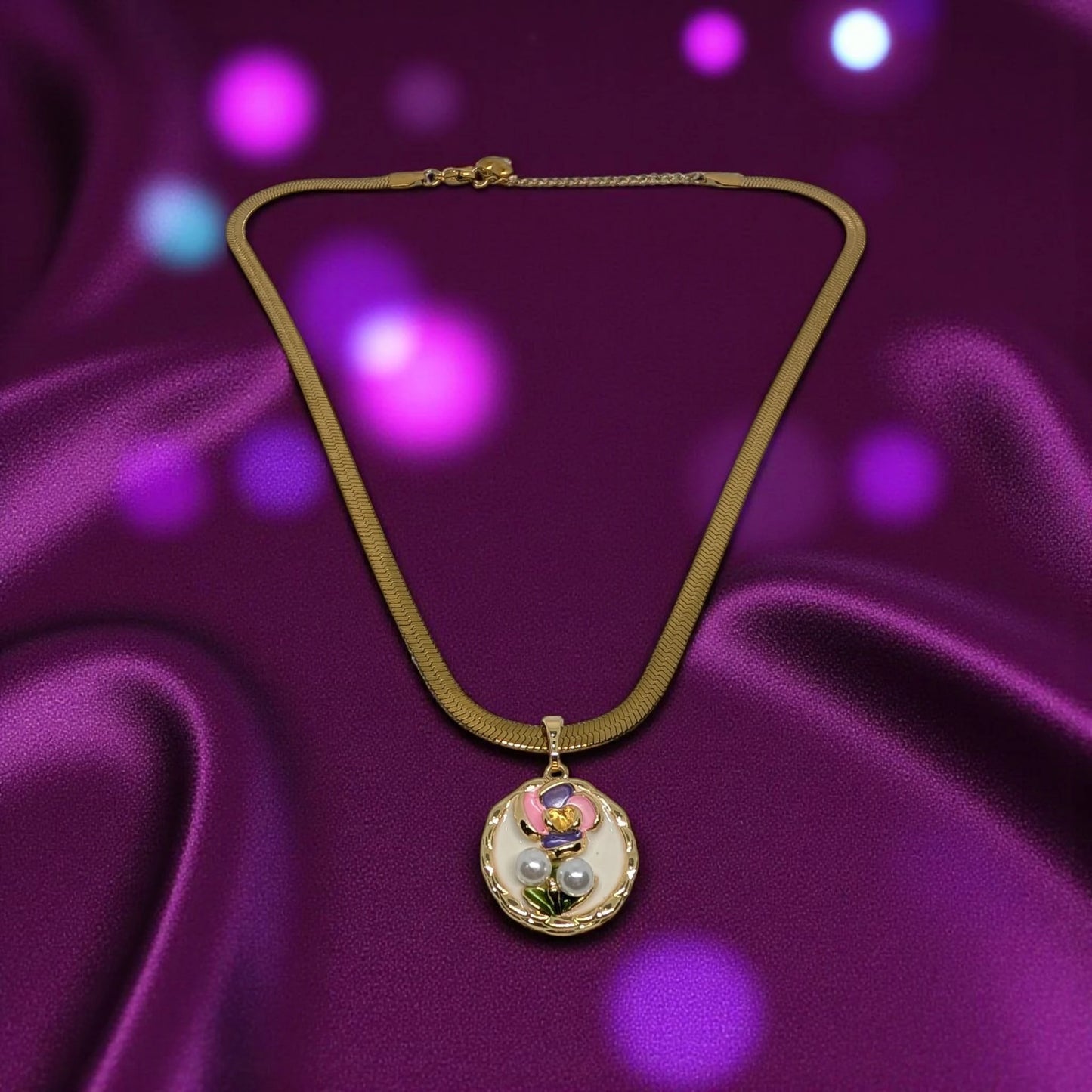 Stainless Steel Round Shape Pendant Necklace
