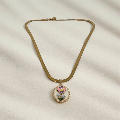 Stainless Steel Round Shape Pendant Necklace