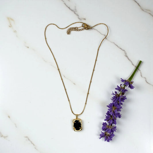 Black Rectangle Stainless Steel Pendant Set