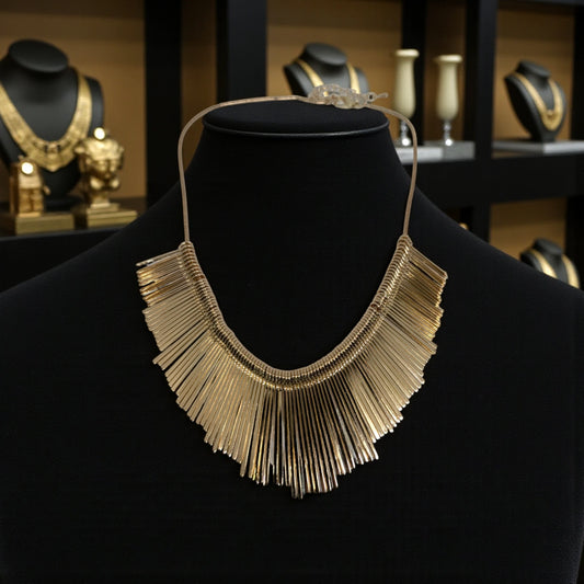 Gold Fringe Statement Necklace