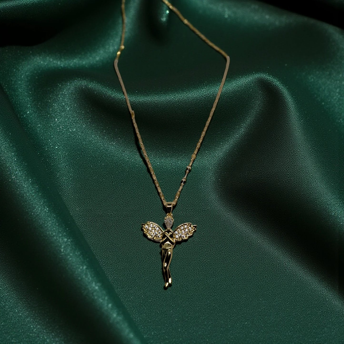 Gold Plated Stainless Steel Angel Wings Pendant Necklace