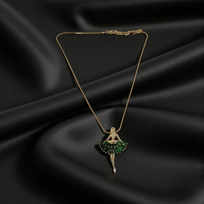 Ballerina Pendant Necklace Gold Plated Stainless Steel