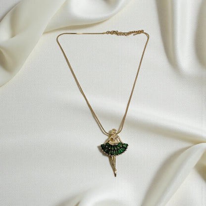 Ballerina Pendant Necklace Gold Plated Stainless Steel