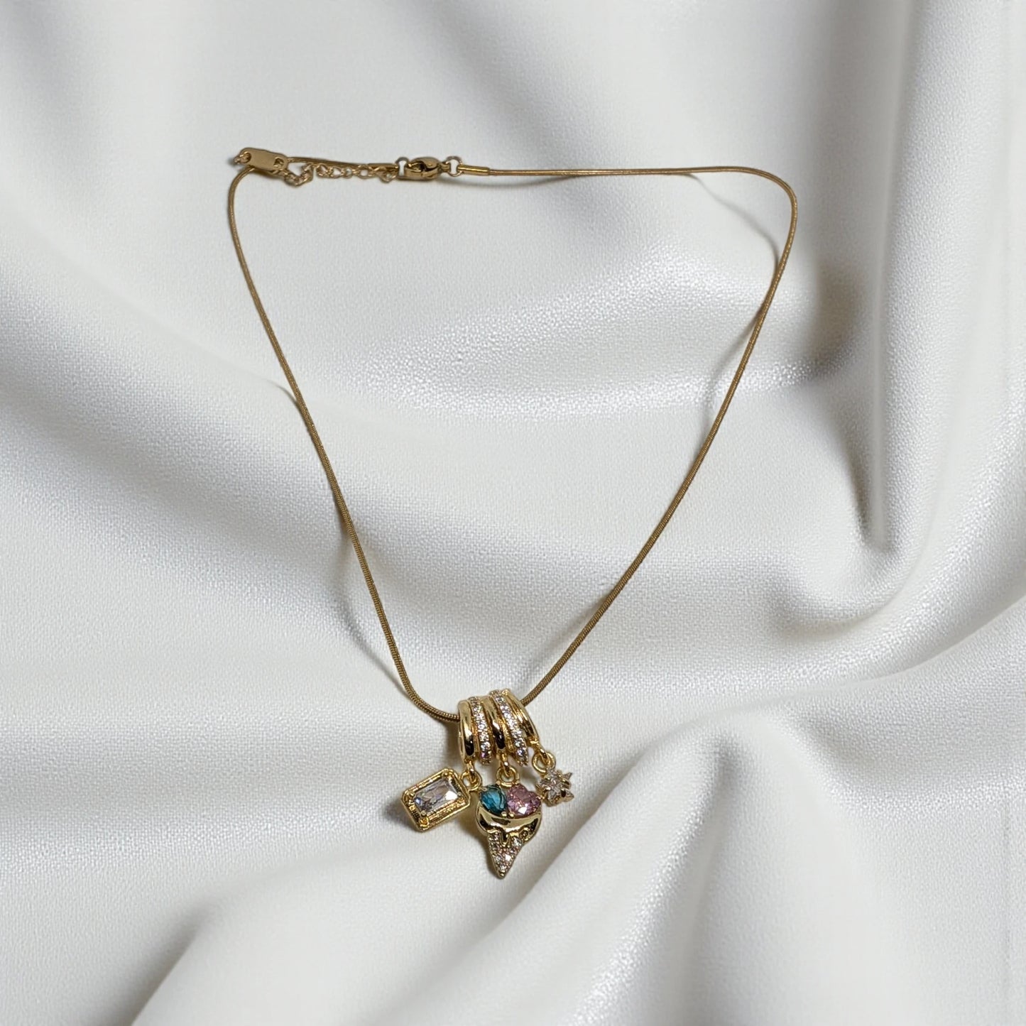 Waterproof Gold Plated Stainless Steel Mixed Shape Necklace