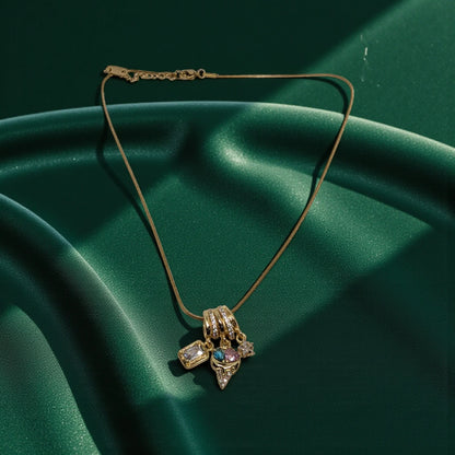 Waterproof Gold Plated Stainless Steel Mixed Shape Necklace