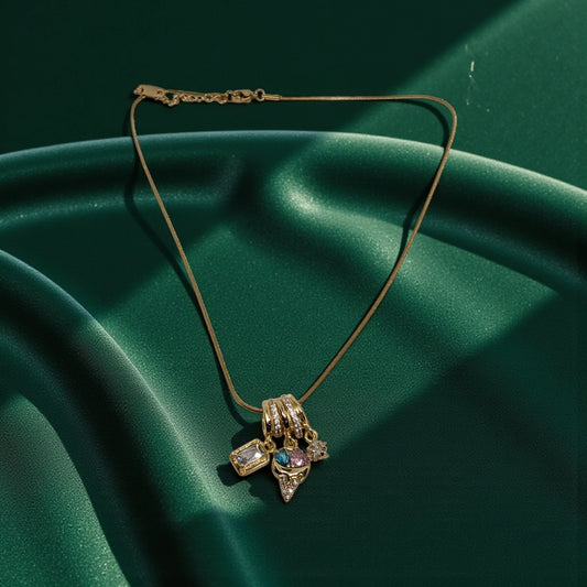 Waterproof Gold Plated Stainless Steel Mixed Shape Necklace