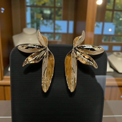 Gold Plated Leaf Stud Earrings