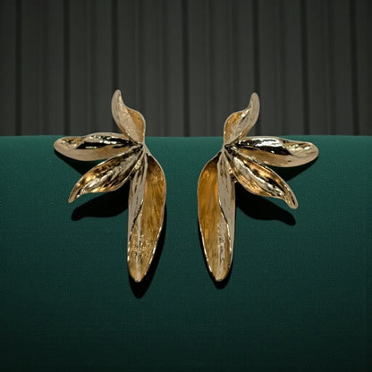 Gold Plated Leaf Stud Earrings