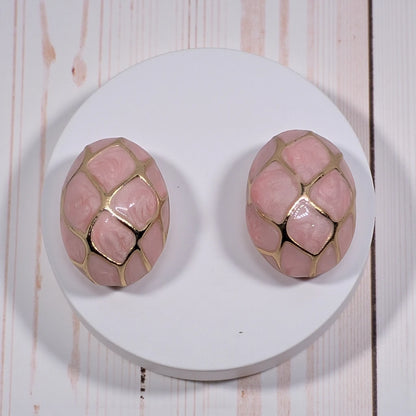 Pink Enamel Stud Earrings