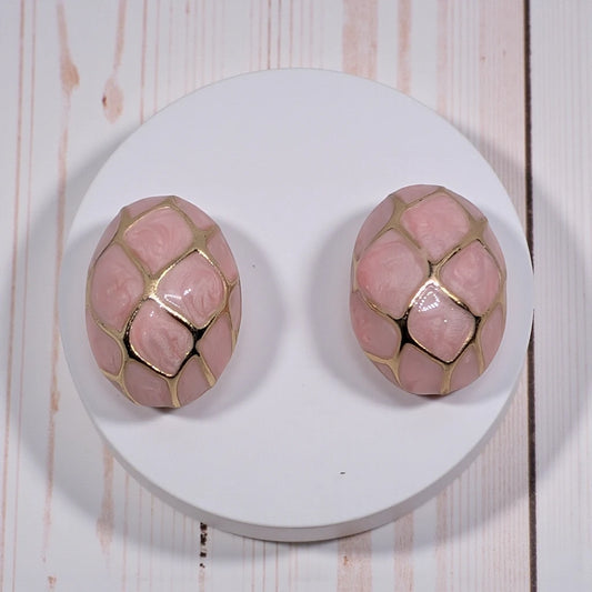 Pink Enamel Stud Earrings