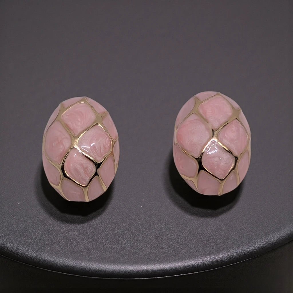 Pink Enamel Stud Earrings