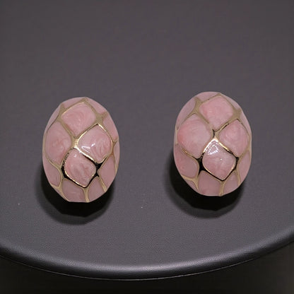 Pink Enamel Stud Earrings