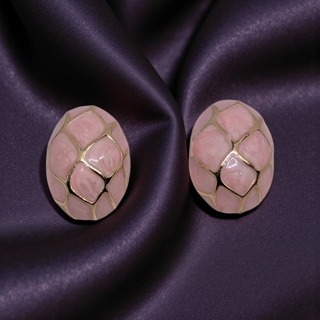 Pink Enamel Stud Earrings