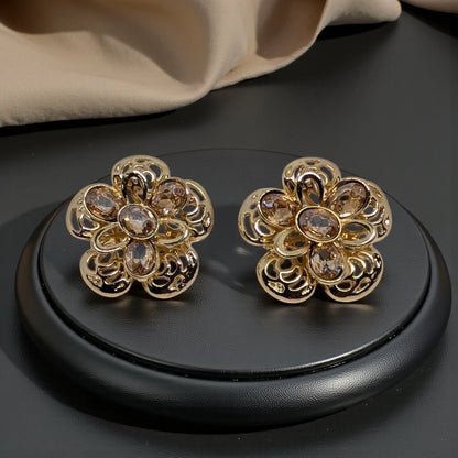 Filigree Floral Gold- Tone Stud Earrings