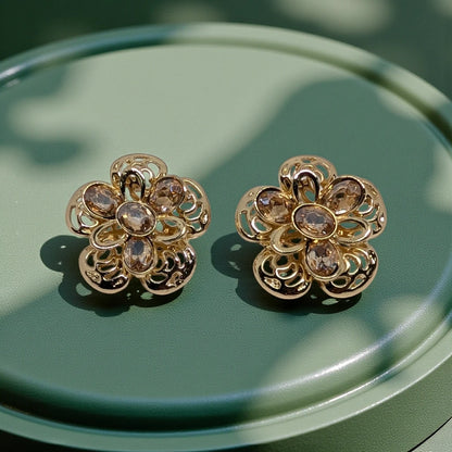Filigree Floral Gold- Tone Stud Earrings