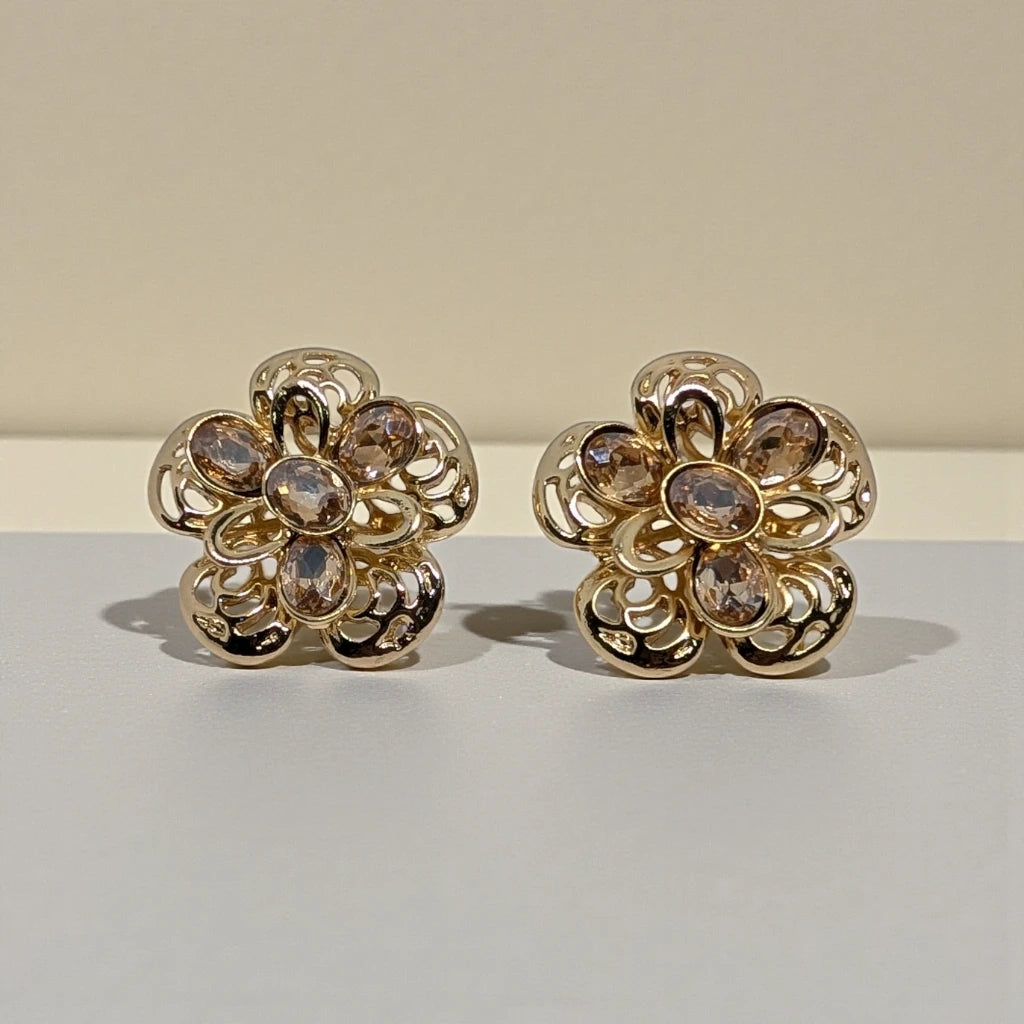Filigree Floral Gold- Tone Stud Earrings