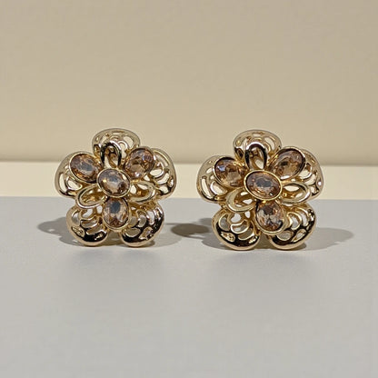 Filigree Floral Gold- Tone Stud Earrings