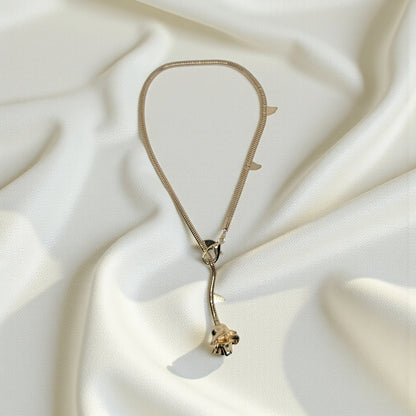 Stunning Rose Lariat Necklace, Y - Shape