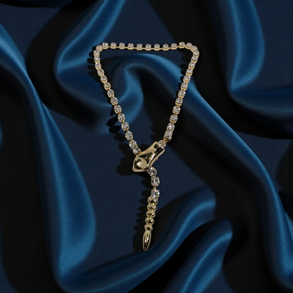 Gold Plated Lariat Snake Necklace