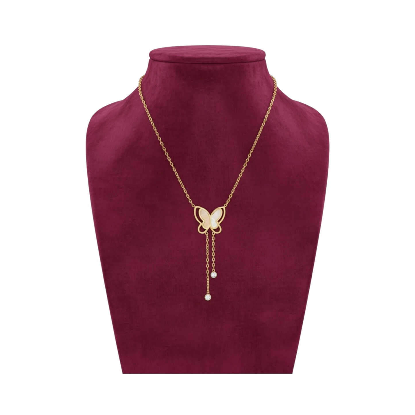 Butterfly Gold-Toned lariat-style Stainless Steel Waterproof Necklace